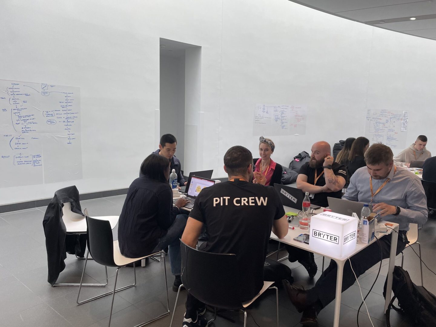 An ideation session during the hackathon at the McLaren Technology Center.